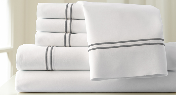 HOTEL EMBROIDERED SHEET SET CHARCOAL